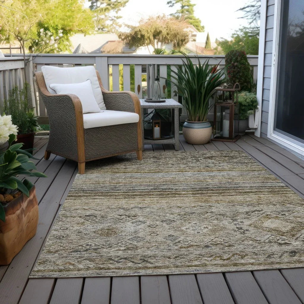 Fariza Brown Washable Indoor - Outdoor Rug - LOOMLAN - LOOMLAN Rugs - Outdoor Rugs
