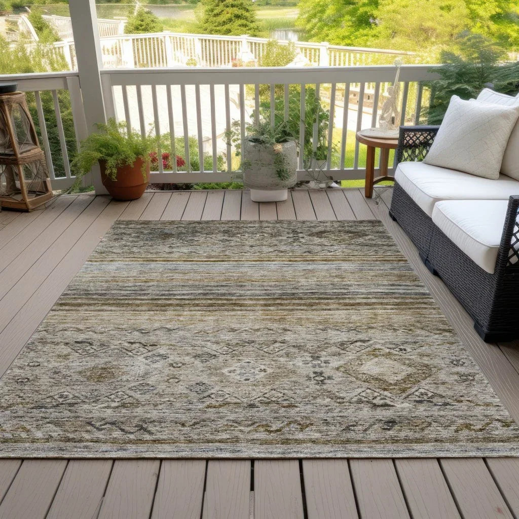 Fariza Brown Washable Indoor - Outdoor Rug - LOOMLAN - LOOMLAN Rugs - Outdoor Rugs