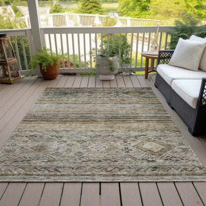Fariza Brown Washable Indoor - Outdoor Rug - LOOMLAN - LOOMLAN Rugs - Outdoor Rugs