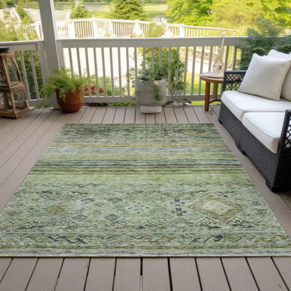 Fariza Green Washable Indoor - Outdoor Rug - LOOMLAN - LOOMLAN Rugs - Outdoor Rugs