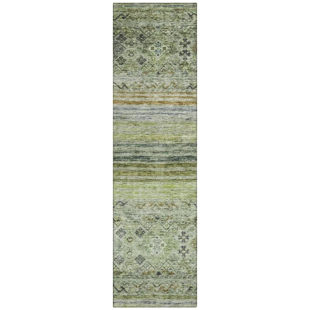 Fariza Green Washable Indoor - Outdoor Rug - LOOMLAN - LOOMLAN Rugs - Outdoor Rugs