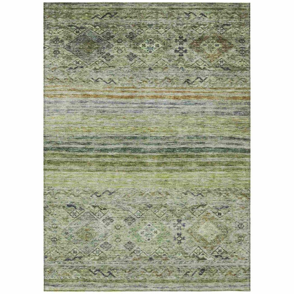 Fariza Green Washable Indoor - Outdoor Rug - LOOMLAN - LOOMLAN Rugs - Outdoor Rugs