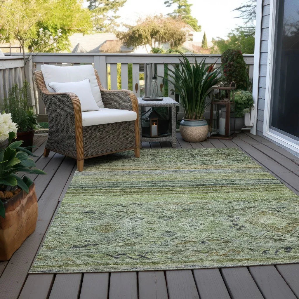 Fariza Green Washable Indoor - Outdoor Rug - LOOMLAN - LOOMLAN Rugs - Outdoor Rugs