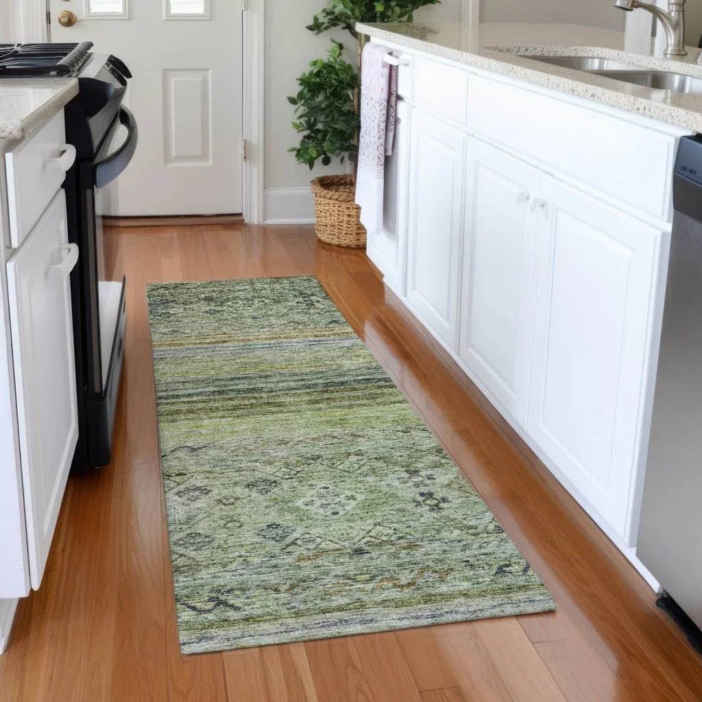 Fariza Green Washable Indoor - Outdoor Rug - LOOMLAN - LOOMLAN Rugs - Outdoor Rugs