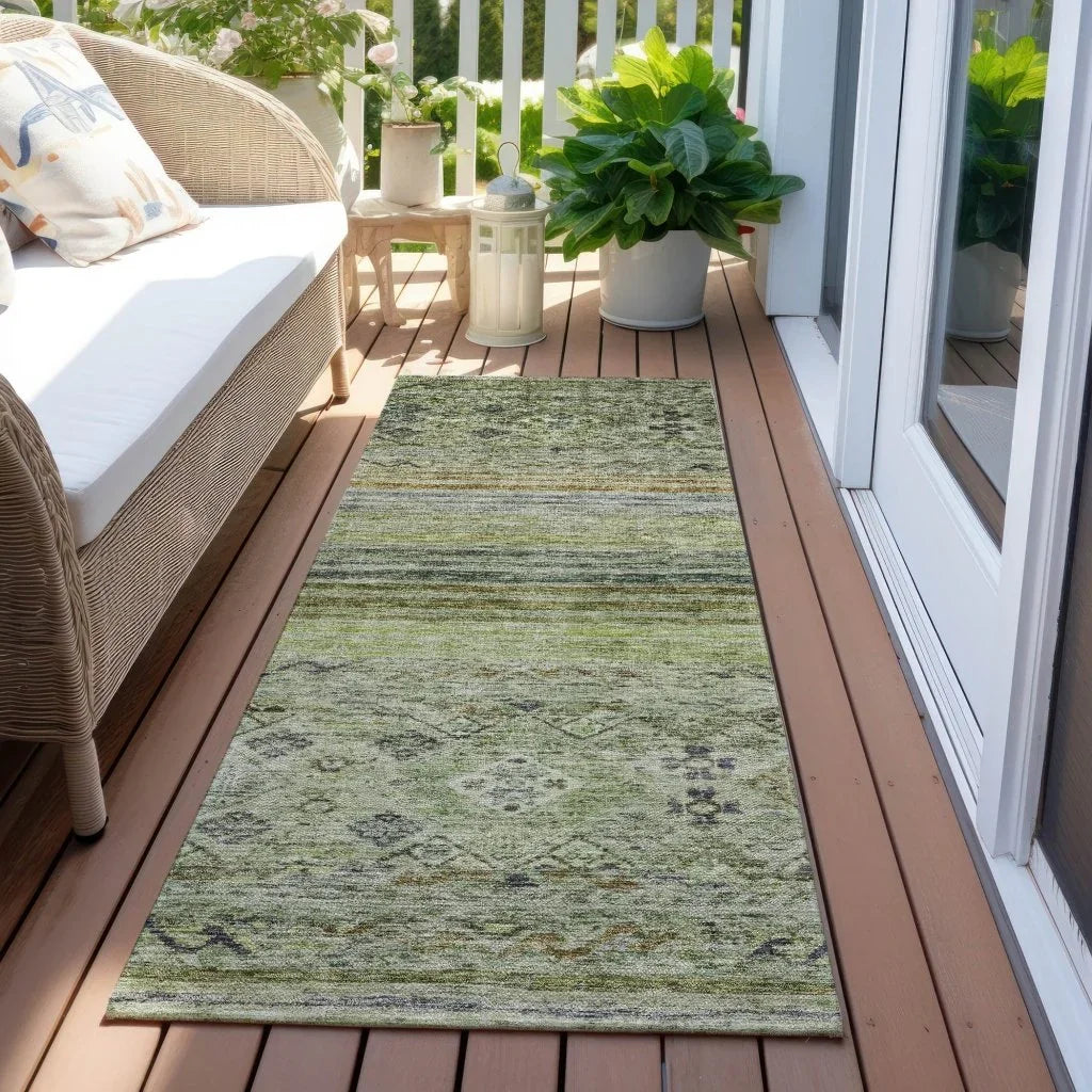 Fariza Green Washable Indoor - Outdoor Rug - LOOMLAN - LOOMLAN Rugs - Outdoor Rugs