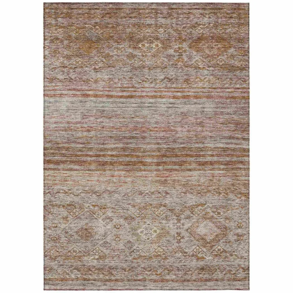 Fariza Orange Washable Indoor - Outdoor Rug - LOOMLAN - LOOMLAN Rugs - Outdoor Rugs