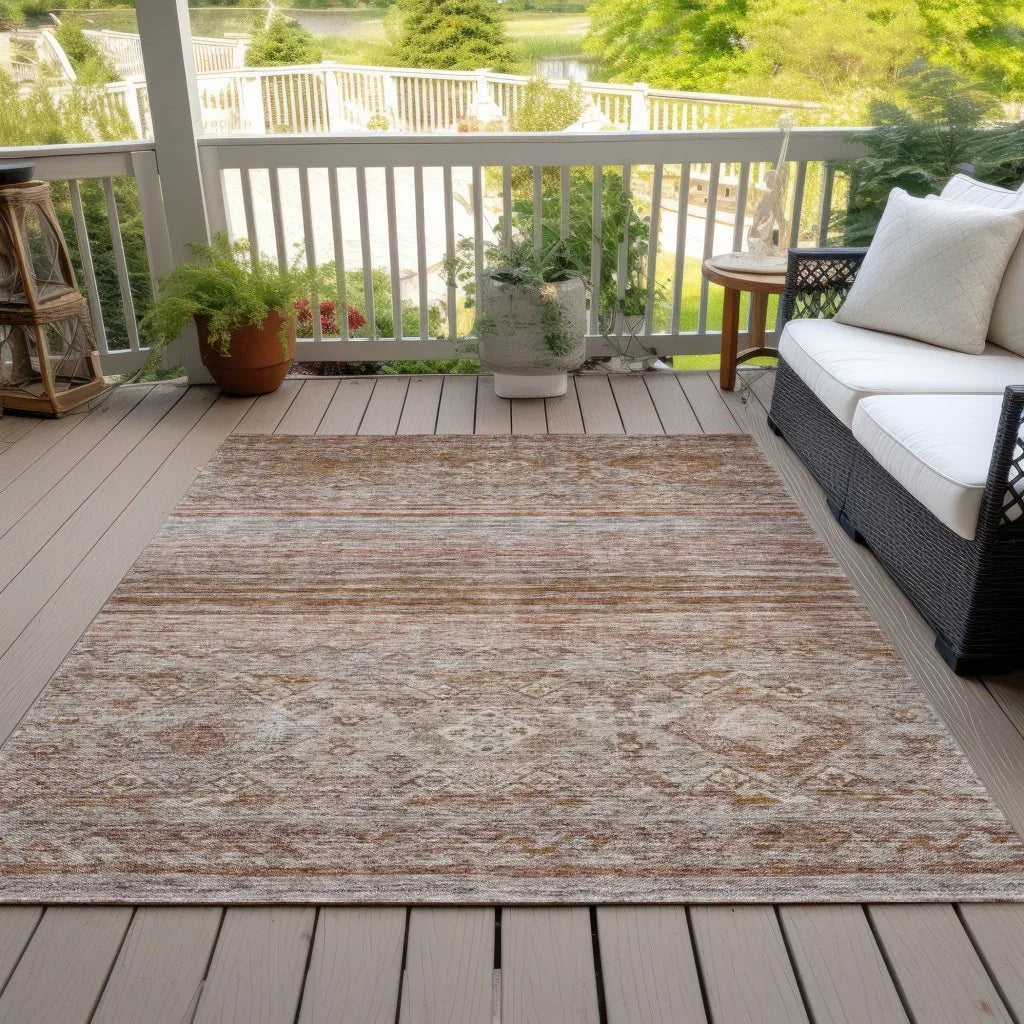 Fariza Orange Washable Indoor - Outdoor Rug - LOOMLAN - LOOMLAN Rugs - Outdoor Rugs