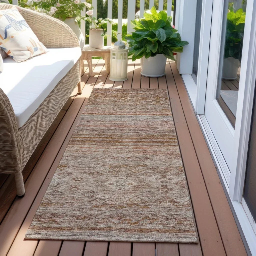 Fariza Orange Washable Indoor - Outdoor Rug - LOOMLAN - LOOMLAN Rugs - Outdoor Rugs