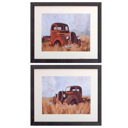 Farm Truck Brown Framed Wall Art 2PC