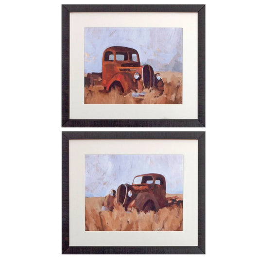 Farm Truck Brown Framed Wall Art 2PC