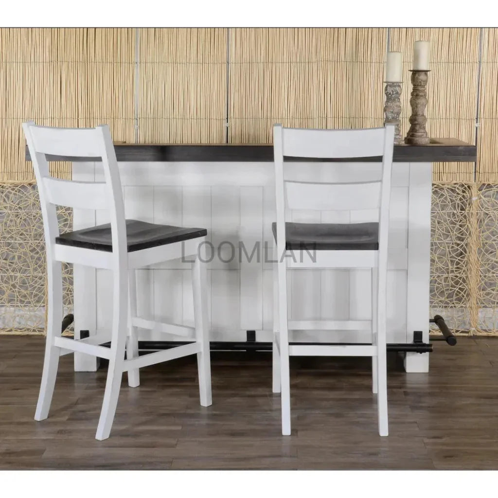 Farmhouse Wooden Seat Ladderback Bar Stool - LOOMLAN - Sunny D - Bar Stools