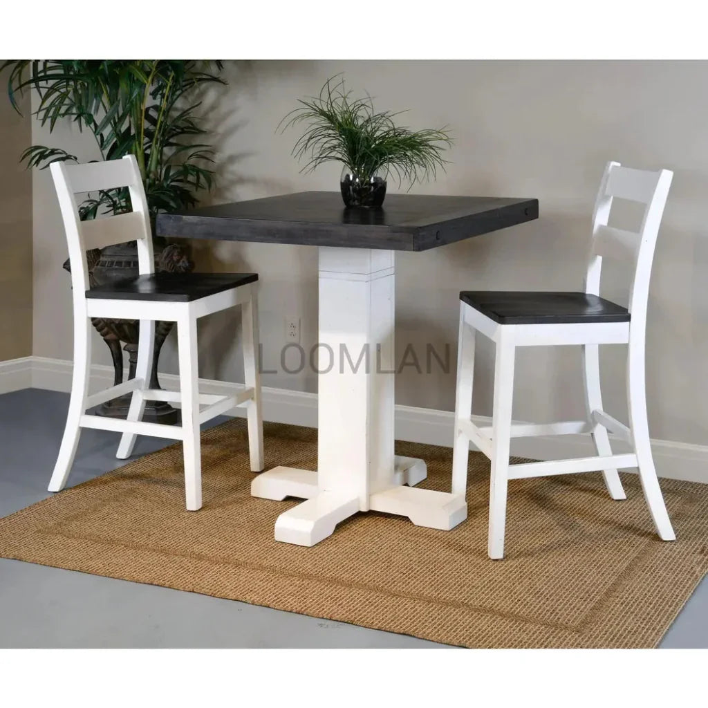 Farmhouse Wooden Seat Ladderback Bar Stool - LOOMLAN - Sunny D - Bar Stools