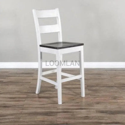Farmhouse Wooden Seat Ladderback Bar Stool - LOOMLAN - Sunny D - Bar Stools