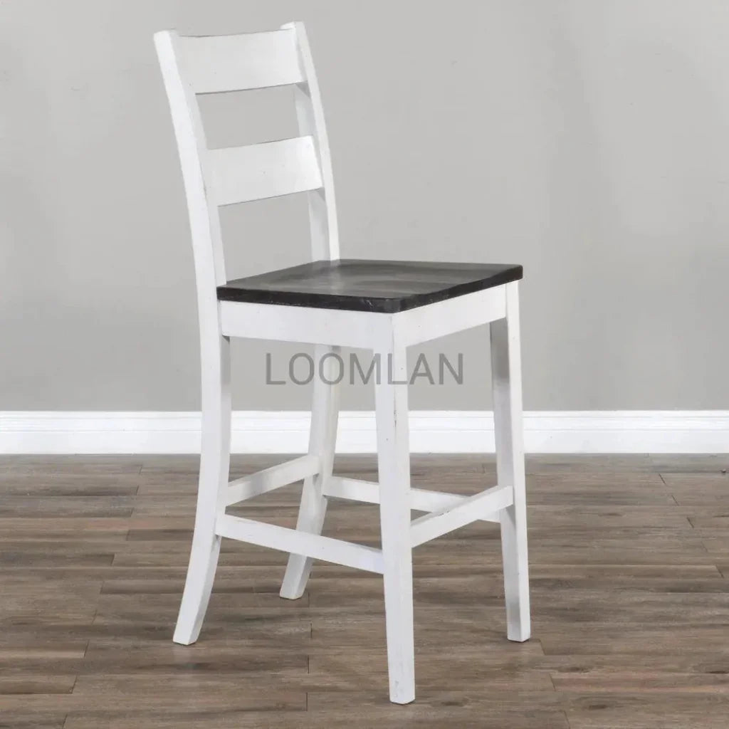 Farmhouse Wooden Seat Ladderback Bar Stool - LOOMLAN - Sunny D - Bar Stools