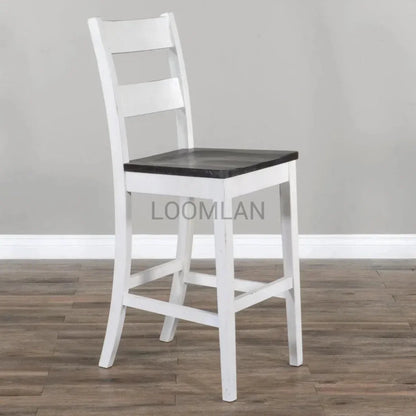 Farmhouse Wooden Seat Ladderback Bar Stool - LOOMLAN - Sunny D - Bar Stools