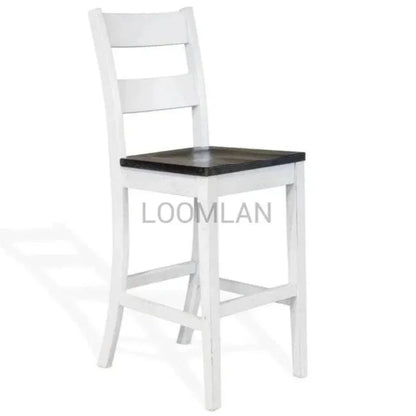 Farmhouse Wooden Seat Ladderback Bar Stool - LOOMLAN - Sunny D - Bar Stools