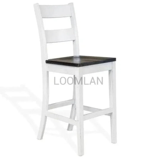 Farmhouse Wooden Seat Ladderback Bar Stool - LOOMLAN - Sunny D - Bar Stools