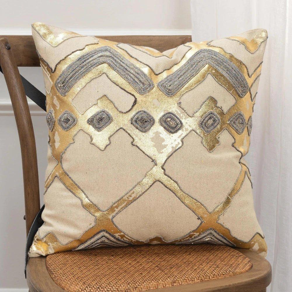 Farro Gold Metallic Pillow With Insert - LOOMLAN - LOOMLAN - Throw Pillows