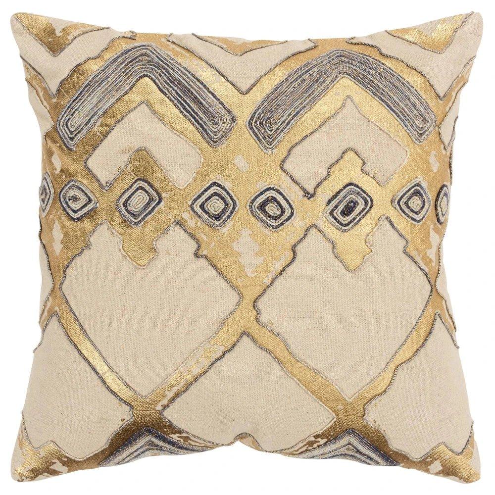 Farro Gold Metallic Pillow With Insert - LOOMLAN - LOOMLAN - Throw Pillows