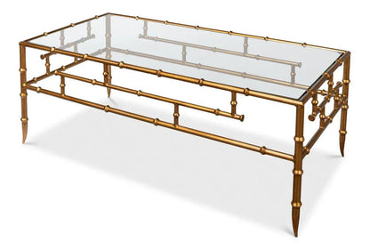 Faux Bamboo Design Metal Frame Coffee Table - LOOMLAN - Sarreid - Coffee Tables