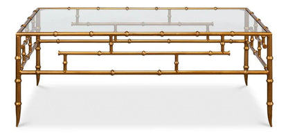 Faux Bamboo Design Metal Frame Coffee Table - LOOMLAN - Sarreid - Coffee Tables