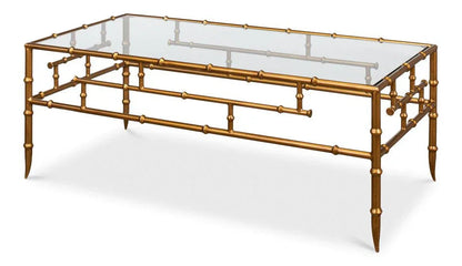 Faux Bamboo Design Metal Frame Coffee Table - LOOMLAN - Sarreid - Coffee Tables