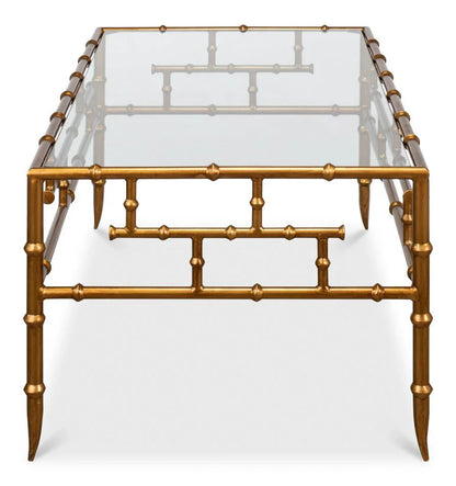 Faux Bamboo Design Metal Frame Coffee Table - LOOMLAN - Sarreid - Coffee Tables