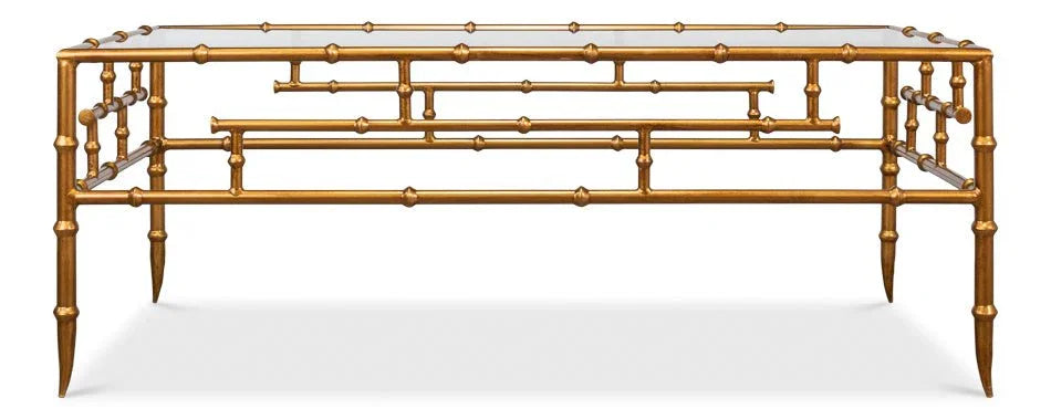 Faux Bamboo Design Metal Frame Coffee Table - LOOMLAN - Sarreid - Coffee Tables