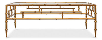 Faux Bamboo Design Metal Frame Coffee Table - LOOMLAN - Sarreid - Coffee Tables