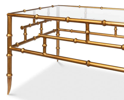 Faux Bamboo Design Metal Frame Coffee Table - LOOMLAN - Sarreid - Coffee Tables