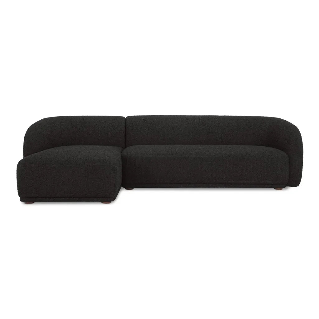 Faye Boucle Fabric Sectional Sofa-Modular Sofas-Moe's Home-Left Facing-Black Boucle-LOOMLAN
