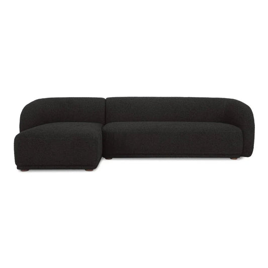 Faye Boucle Fabric Sectional Sofa-Modular Sofas-Moe's Home-Left Facing-Black Boucle-LOOMLAN