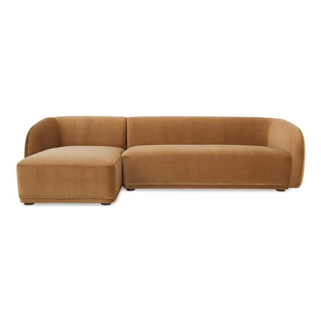 Faye Boucle Fabric Sectional Sofa-Modular Sofas-Moe's Home-Left Facing-Tan Faux Mohair-LOOMLAN