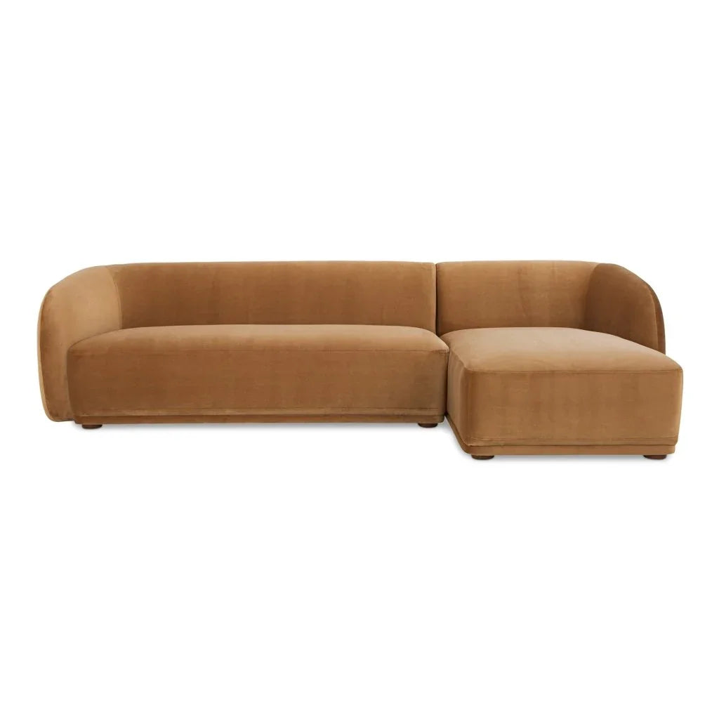 Faye Boucle Fabric Sectional Sofa-Modular Sofas-Moe's Home-Rigt Facing-Tan Faux Mohair-LOOMLAN