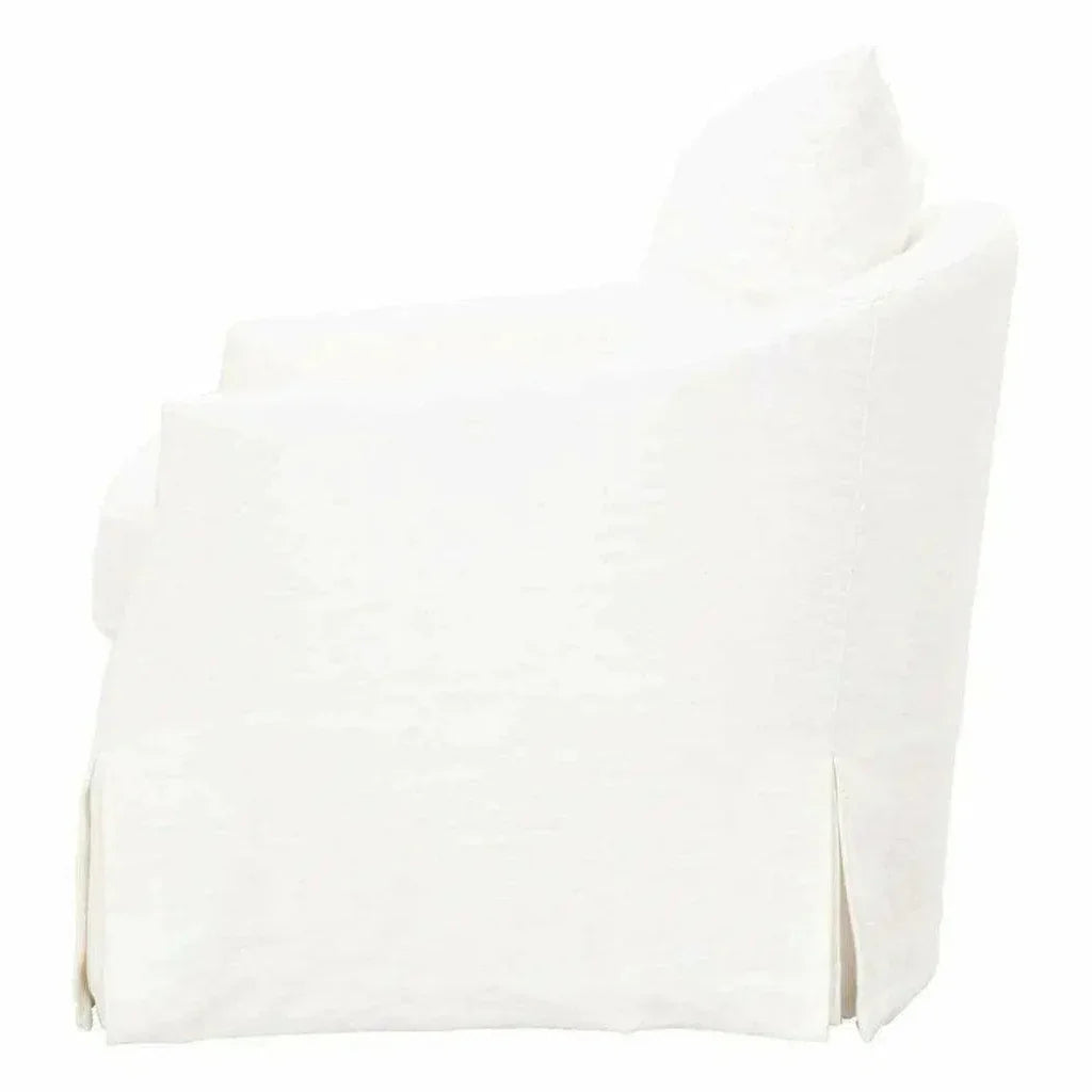 Faye Slipcover Swivel Club Chair Cream Crepe - LOOMLAN - Essentials For Living - Club Chairs