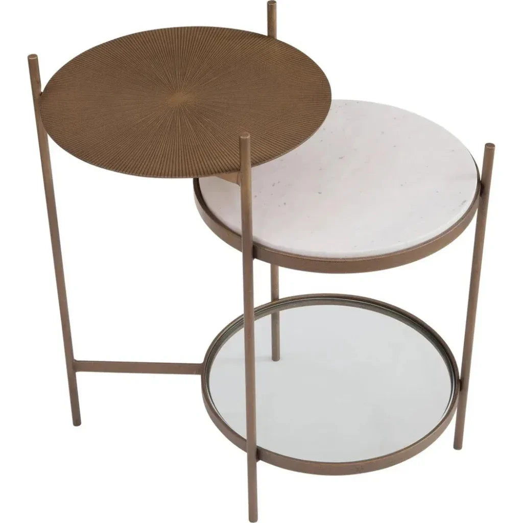 Felicity Iron & Marble Gold Round Accent Table - LOOMLAN - Bassett Mirror - Side Tables