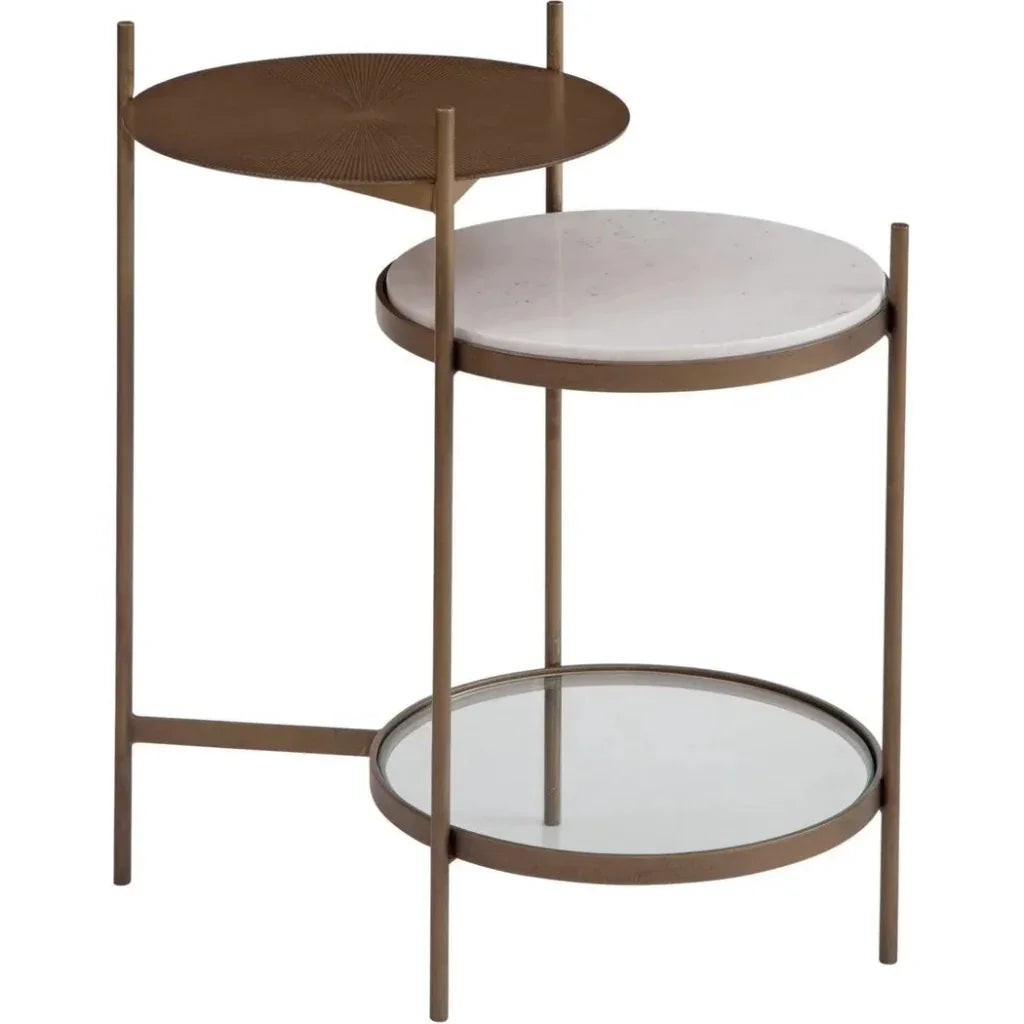 Felicity Iron & Marble Gold Round Accent Table - LOOMLAN - Bassett Mirror - Side Tables