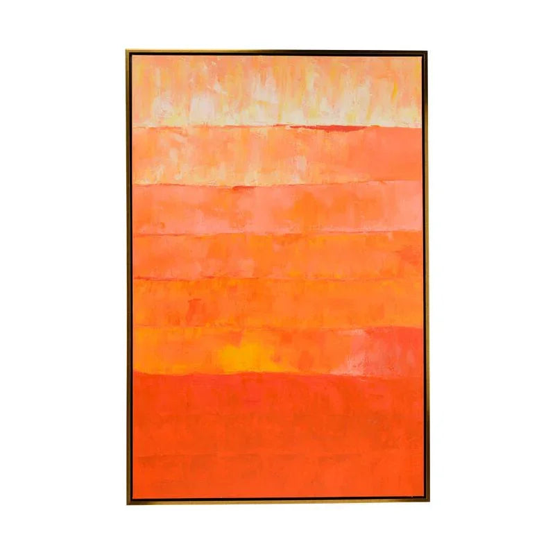 Fence Hand-Painted Orange Artwork-Framed Wall Art-Chelsea House-LOOMLAN
