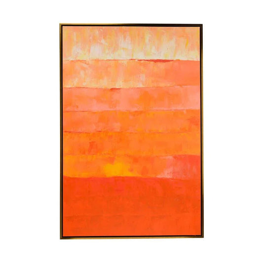 Fence Hand-Painted Orange Artwork-Framed Wall Art-Chelsea House-LOOMLAN