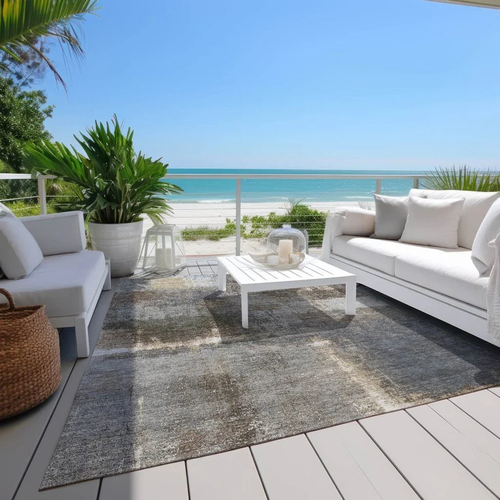 Fernal Brown Washable Indoor - Outdoor Rug - LOOMLAN - LOOMLAN Rugs - Outdoor Rugs