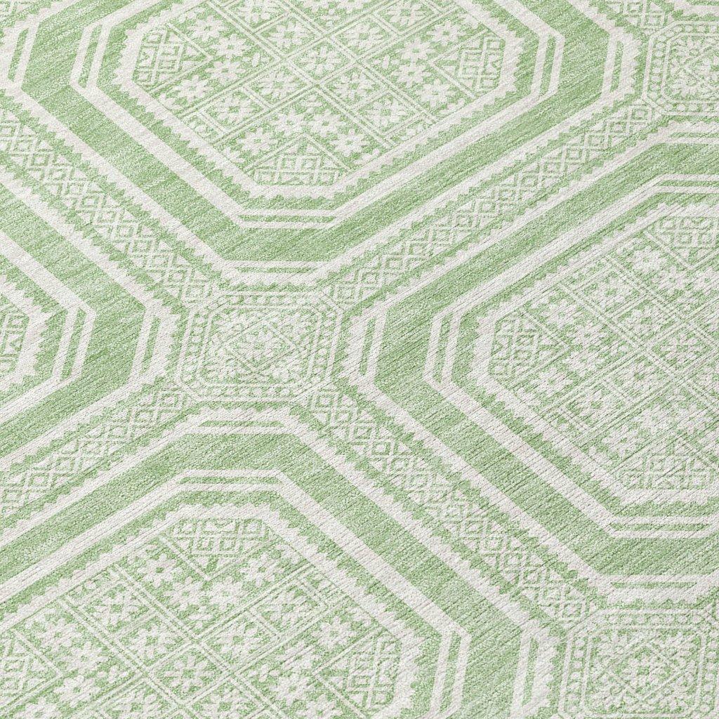 Fernalis Green Washable Indoor - Outdoor Rug - LOOMLAN - LOOMLAN Rugs - Outdoor Rugs