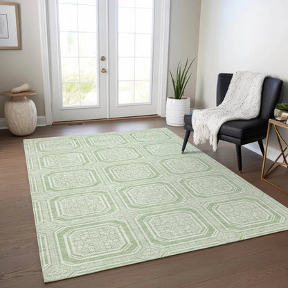 Fernalis Green Washable Indoor - Outdoor Rug - LOOMLAN - LOOMLAN Rugs - Outdoor Rugs