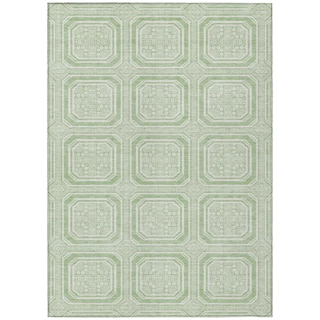 Fernalis Green Washable Indoor - Outdoor Rug - LOOMLAN - LOOMLAN Rugs - Outdoor Rugs
