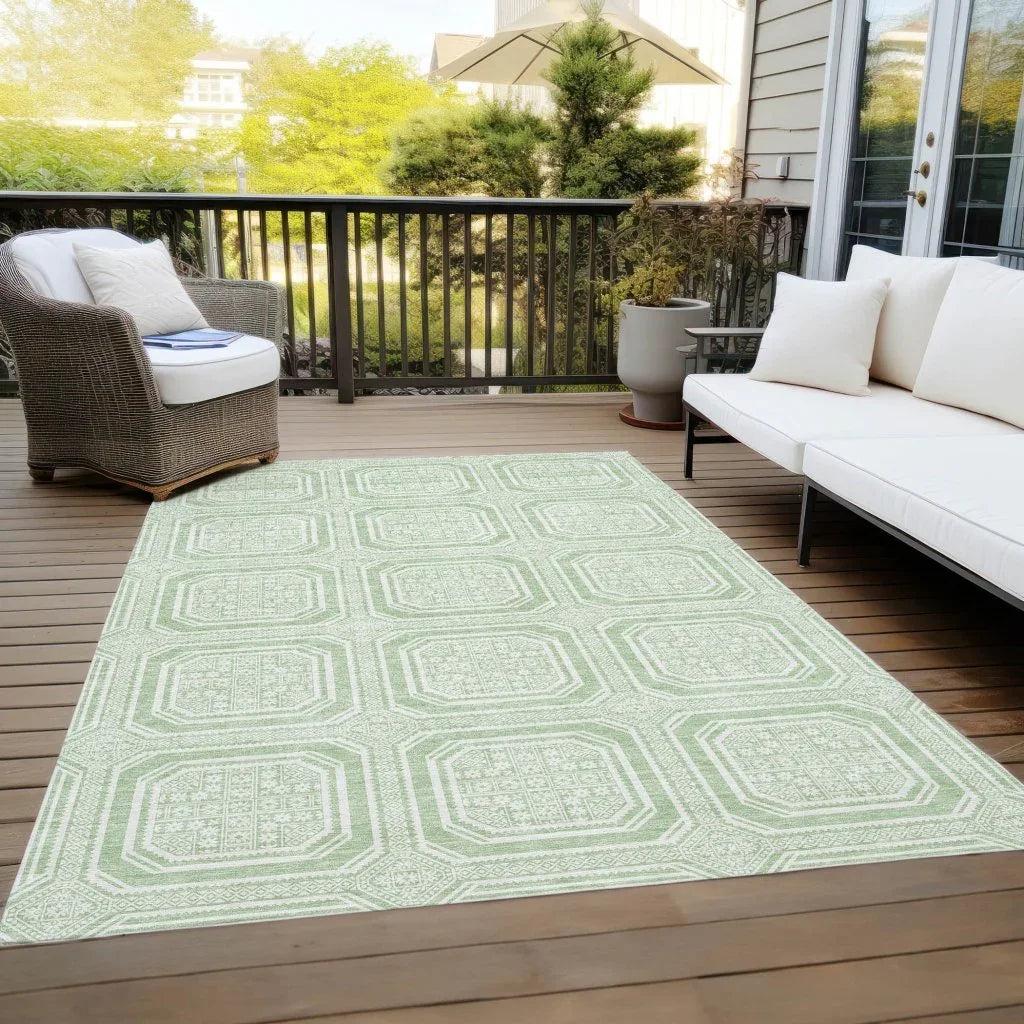 Fernalis Green Washable Indoor - Outdoor Rug - LOOMLAN - LOOMLAN Rugs - Outdoor Rugs