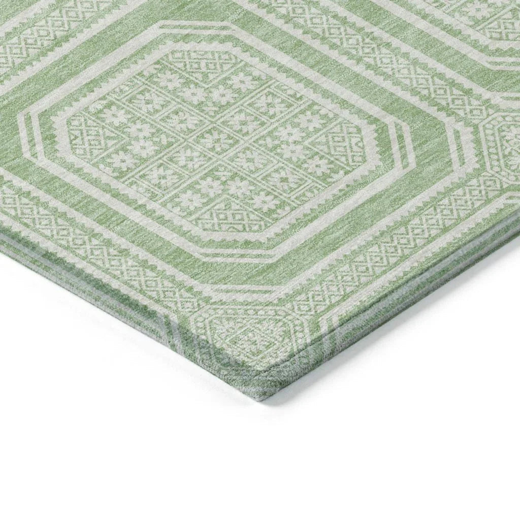 Fernalis Green Washable Indoor - Outdoor Rug - LOOMLAN - LOOMLAN Rugs - Outdoor Rugs