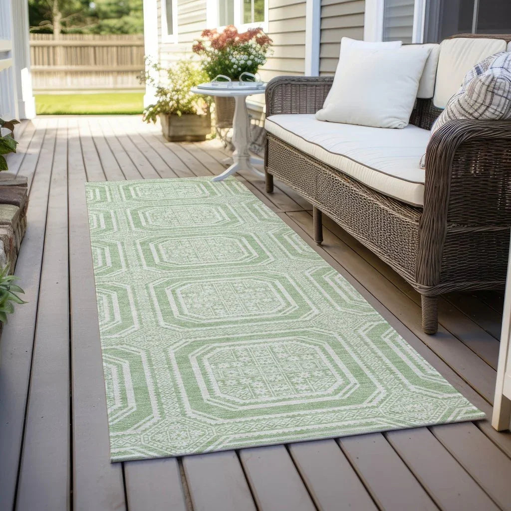 Fernalis Green Washable Indoor - Outdoor Rug - LOOMLAN - LOOMLAN Rugs - Outdoor Rugs