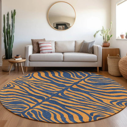 Fernelle Blue Washable Indoor-Outdoor Rug-Outdoor Rugs-LOOMLAN Rugs-LOOMLAN