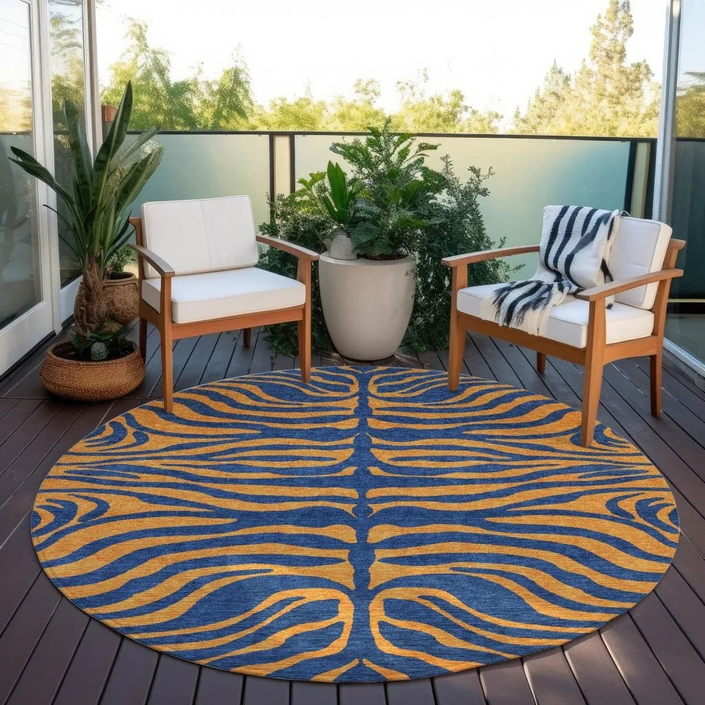 Fernelle Blue Washable Indoor-Outdoor Rug-Outdoor Rugs-LOOMLAN Rugs-LOOMLAN