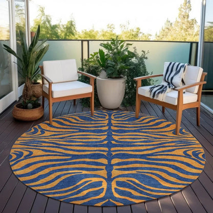 Fernelle Blue Washable Indoor-Outdoor Rug-Outdoor Rugs-LOOMLAN Rugs-LOOMLAN