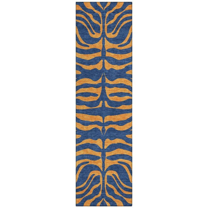 Fernelle Blue Washable Indoor-Outdoor Rug-Outdoor Rugs-LOOMLAN Rugs-2'3" x 7'6"-LOOMLAN